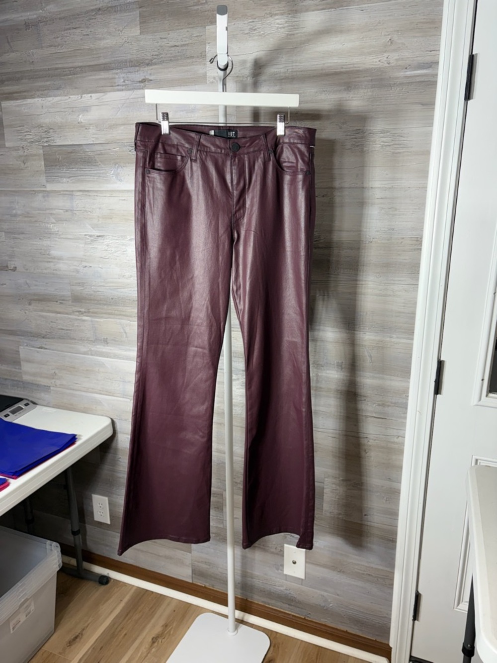 Kut from the Kloth Burgundy Faux Leather Boot-Cut Pants 1891
